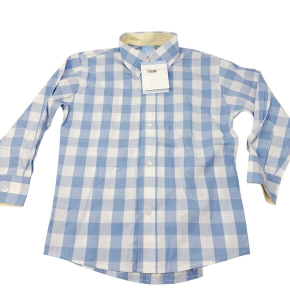 Bella Bliss Boys 4 Blue White Skye Check Chapman Button Down Shirt Long Sleeve - Picture 1 of 10